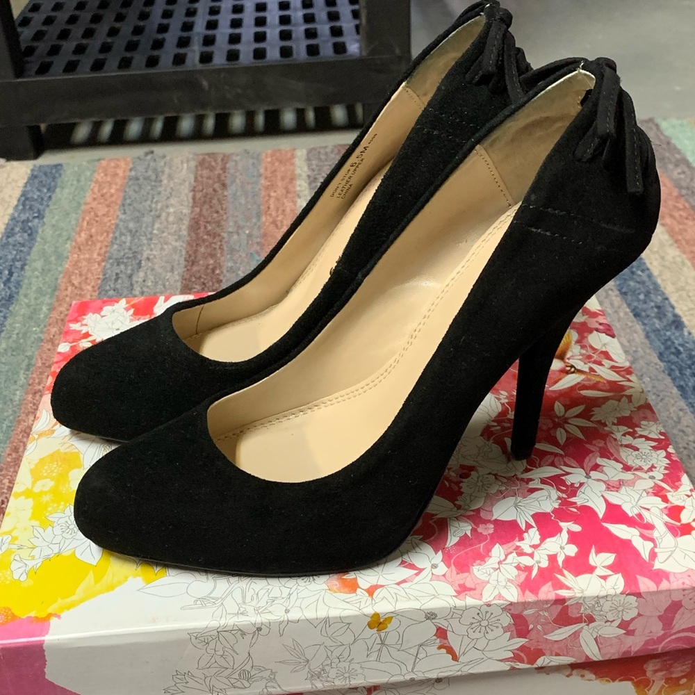 Brand new never worn black genuine suede heels